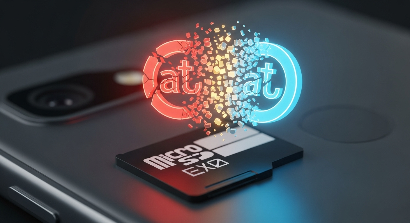 An SD card with a recovery symbol